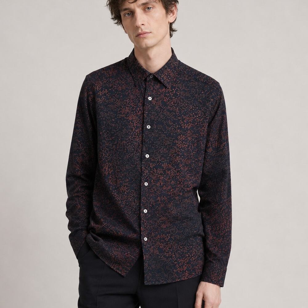 Paul Smith The Byard Shirt Black copper speckled print size 17 1/2